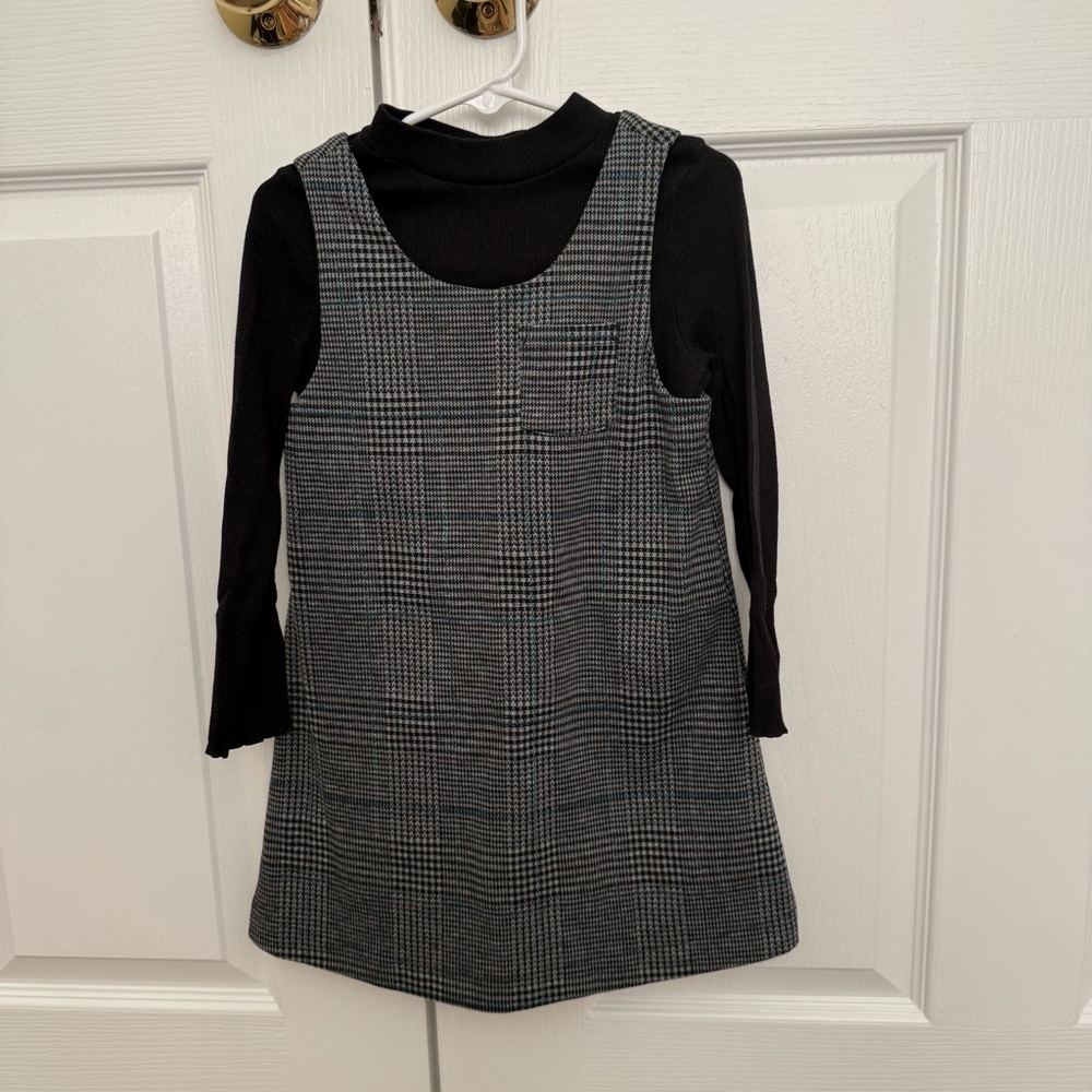 Girls Old Navy Black and Gray Checkered Dress